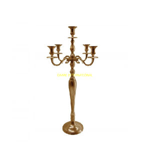 Aluminum <b>Gold</b> 5 Arm Candelabra <b>Candle</b> Holder Classic Tall Metal <b>Candle</b> Stand Wedding Table Centerpiece Decorative <b>Candle</b> Holders - Product Image 1