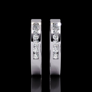 Inspired Moissanite Diamond <b>Earrings</b> for Daily Elegance Luxury 925 <b>Sterling</b> <b>Silver</b> <b>Hoops</b> with Channel-Set Diamonds - Product Image 5
