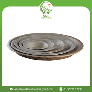 Plato de cena biodegradable de alta calidad, platos desechables de hoja de palma redonda plana para fiesta, boda - Product Image 2
