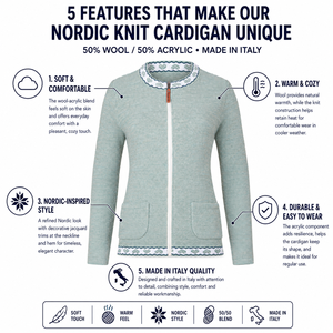 Chaqueta de punto gris claro con cremallera para mujer, con ribete de estampado de corazones y bolsillos, estilo cuello redondo - Product Image 2