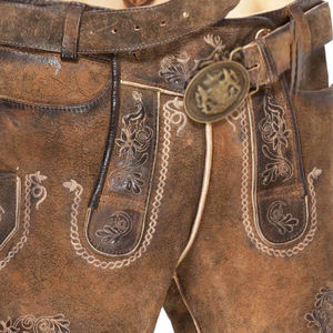 Custom Eco-Friendly High Street Wear Lederhosen Durable Soft Fabric Embroidered <b>Shorts</b> with Pockets Solid Pattern Design - Product Image 6