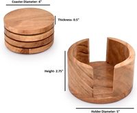 Ensemble de sous-verres en bois de manguier naturel durable, écologique, classique, élégant, personnalisable, décoration de table pour la maison et le bureau