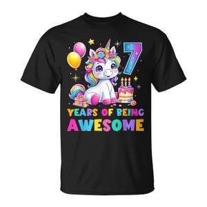 Camiseta de Unicornio para Niñas de 7 Años, Personalizada, Promocional, para Cumpleaños - Product Image 1