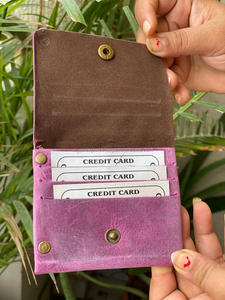 Diseño personalizado Real hecho a mano de cuero genuino tarjeteros botón a presión de alta calidad pliegue sobre cierre tarjetas de crédito carteras de negocios - Product Image 4