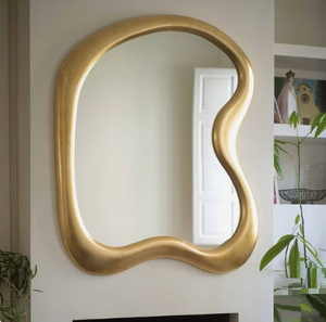 Miroir de style mural à cadre arrondi en métal de qualité supérieure en aluminium élégant pour chambre et salle de bain décor à la maison - Product Image 2