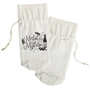 Merlot and Mistletoe Christmas Cotton Canvas Wine Bag - Product Image 2