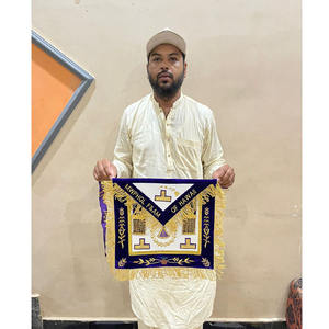 Ensemble tablier et écharpe de maître souverain passé degré maçonnique, tablier brodé à la main, tablier maçonnique avec ruban rouge moiré 2026 - Product Image 2