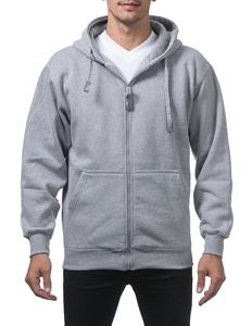 Sudaderas con capucha personalizadas de alta calidad con cierre frontal de cremallera y dos bolsillos delanteros Sudadera con capucha de lana con cremallera completa de peso pesado para hombres - Product Image 5