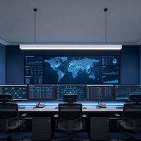 Luminaire suspendu linéaire LED en aluminium de 1200 mm pour centre de contrôle de réseau, 6000K, dimmable, pour plafond de pièce