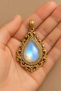 จี้ห่อลวดพระจันทร์สีรุ้ง925เงินสเตอร์ลิง14K ชุบทองแบบคลาสสิกการบำบัดแบบโบฮีเมียนที่เรียบง่าย - Product Image 2