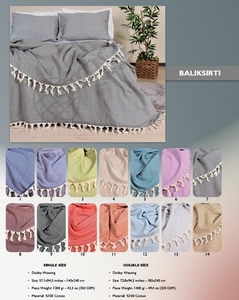 DAFNI BIG PAZAR 100% Cotton Breathable Woven Jacquard Plain Dyed Warp Suede Tassel <b>Bedspread</b> 200x230cm <b>Summer</b> Pique 300g/m - Product Image 3