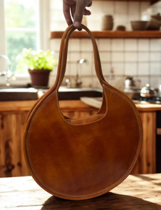 Sac à main en cuir rond personnalisé sac fourre-tout circulaire marocain sac à main Boho unique pour femmes sac à bandoulière artisanal - Product Image 1