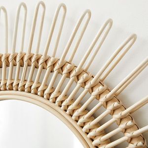 Vente chaude À La Main En Rotin Rond Vintage Rustique Mur Miroir Taille Personnalisée pour Salon Cuisine Chambre FBA pour - Product Image 2