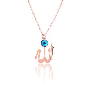 Collar de plata de ley 925 con ojo turco y la palabra Alá para mujer, hecho en Turquía, ALK1617 - Product Image 1