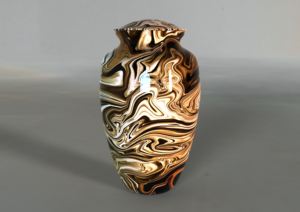 Urnes funéraires pour adultes en aluminium à texture de marbre rouge et bleu avec sac en velours gratuit - Product Image 3