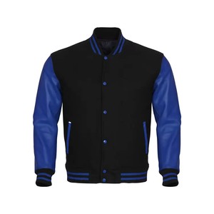 Chaqueta de cuero de lana de talla grande unisex, chaqueta de béisbol de manga corta personalizada para hombre, chaqueta de béisbol universitaria para hombre, envío DDP - Product Image 5