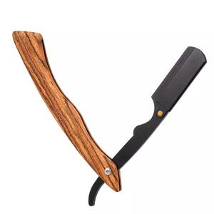 Rasoir de Barbier Professionnel à Manche Haut en Bois, Lame Droite Jetable en Acier Inoxydable, Remplaçable, Type Shavette - Product Image 2
