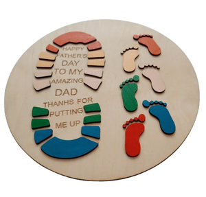 Cadeau de fête des pères en bois personnalisé-Conception d'empreinte ronde écologique VIET FARGIMEX - Product Image 1