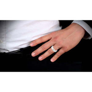 NOVAMART Fine Buy Premium 925 Pure Sterling <b>Silver</b> <b>Rings</b> for <b>Men</b> Geometric Pattern Gemstone Zircon Main Stone Everyday Wear Wedd - Product Image 3