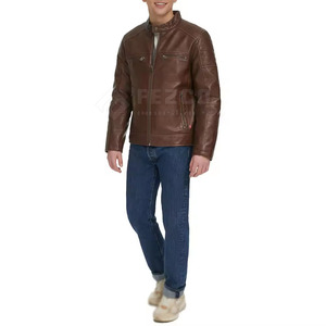 Chaqueta de Invierno Casual para Hombre, Corte Ajustado, Cierre Frontal con Cremallera, Cuello Alto, Cuero Genuino, Impermeable y Transpirable, MOQ Bajo - Product Image 6