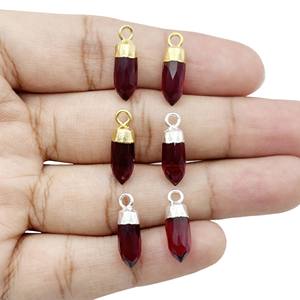 Colgante de punta de granate natural 5x13mm plata esterlina hecho a mano Spike piedra preciosa encanto pequeño colgante para la fabricación de joyas - Product Image 1