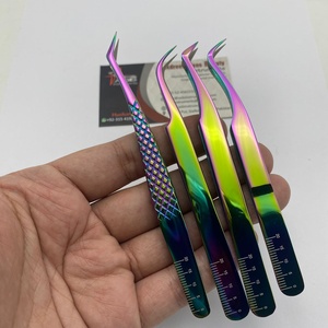 Custom Eyelash Extension <b>Tweezers</b> Rainbow Multi-Plasma Solid Japanese Stainless Steel Fiber Tip Volume Type Beauty Tool - Product Image 6