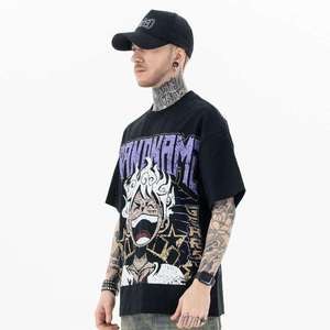 2025 Top Tendance Boxy Fit O-Neck T-Shirt pour Hommes Coton Sérigraphie Solide Surdimensionné Poids Lourd DIY Street Style Personnalisé Tricoté - Product Image 2