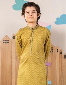 เครื่องแต่งกายแบบดั้งเดิมของเด็กผู้ชาย Kameez Shalwar ทันสมัยสีน้ำตาลสนิมสีเทา - Product Image 5