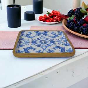 Ensaladera pequeña hecha a mano respetuosa con el medio ambiente personalizada, diseño de madera de mango hecho a mano, estampado, decoración del hogar esmaltada en blanco marino - Product Image 4