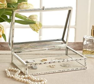 Caja de cristal de latón decorativa de lujo para el hogar moderno, organizador de joyas con borde de diseñador antiguo, caja de almacenamiento de joyería Nórdica - Product Image 3