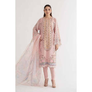 Maria.B. Luxury Light Pink Floral Embroidered Stretchable Cotton Lawn Sari Salwar Kameez Choli Lehenga Choli-<b>Pakistani</b> <b>Dress</b> - Product Image 1
