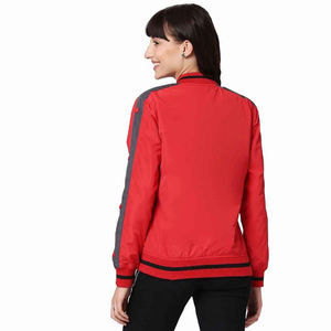 แจ็กเก็ตบอมเบอร์แบบมีซิปสำหรับผู้หญิงเสื้อผ้าแบบระบายอากาศได้ผ้าฝ้ายย้อมสีเรียบ - Product Image 2