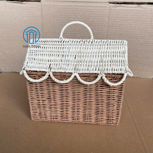 Adorable Bolso Tipo Clutch de Mimbre para Niños, Cesta de Juguetes de Mimbre, Cesta de Almacenamiento de Juguetes Hecha a Mano para la Habitación de Niños Estilo Boho - Product Image 2