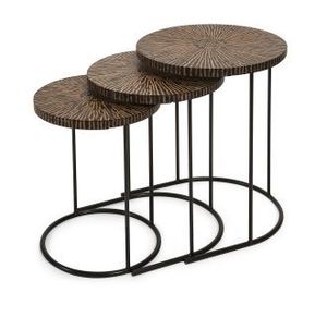 Juego de mesas anidadas de Metal dorado antiguo, 2 muebles de sala de estar de estilo real de lujo con tapa de vidrio extensible, uso general en el hogar - Product Image 2