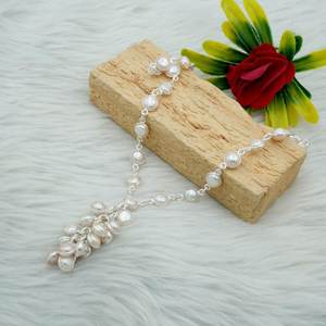 Collar de Plata de Ley 925 Hecho a Mano con Piedras Preciosas y Perlas, Joyería Elegante para Mujer, Regalo para Ella NL0055-GS - Product Image 4