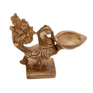 Magnifique Peacock Designer Brass Diya - Product Image 1