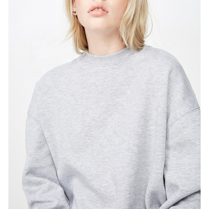 Sudadera con cuello redondo de peso pesado para mujer de invierno con logotipo personalizado, jersey con hombros caídos, logotipo frontal sólido largo para invierno - Product Image 6