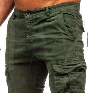 Nueva llegada de los hombres 100% de algodón de cintura alta Casual Cargo pantalones ligeros de tela personalizable - Product Image 6