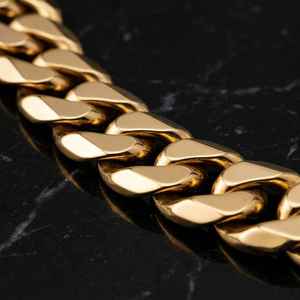 สร้อยคิวบาลิงค์แบบไมอามี่เคลือบทอง 14K ขนาด 30 นิ้ว พร้อมทองเหลืองชุบโรเดียมและประดับเพชรซิร์คอน - Product Image 2
