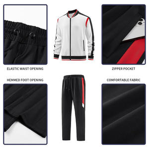 Survêtement zippé pour hommes, ensemble de jogging deux pièces, matériau respirant avec impression personnalisée, broderie et image de marque - Product Image 4