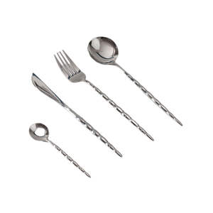 Juego de cubiertos de acero inoxidable de 3 piezas de plata de lujo con asas doradas Diseño americano Premium Estética - Product Image 3