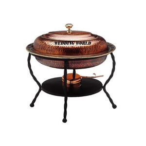 Plato de frotamiento de cobre decorativo para boda, forma redondeada, plato de comida elegante hecho a mano, tamaño personalizado, venta al por mayor, calentador de alimentos de cobre - Product Image 4