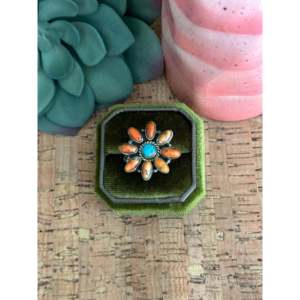 Southwest Handmade <b>Turquoise</b> Opal Sterling Silver Bezel Set Adjustable <b>Ring</b> - Product Image 1