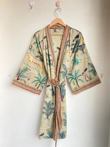 Robes Kimono en Coton Beige Casual Toutes Saisons Été Mariage Fête Porter Unisexe ODM Taille Naturelle Écologique Respirant - Product Image 5