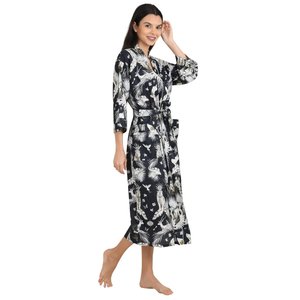 Boho Style Lightweight Cotton Kimono Indian Handprinted Jungle Print Pattern Luxury Summer <b>Beach</b> House <b>Robe</b> & Yacht Cover-Up - Product Image 5