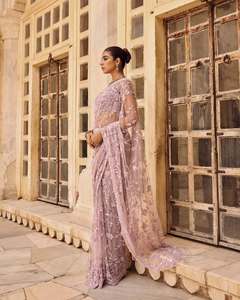 Belle qualité lourde Mono Net Saree Blouse 5MM Multy paillettes broderie travail tendance tenue pour adultes en vente! - Product Image 4