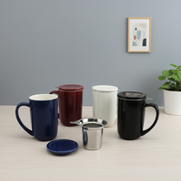 Tasse en porcelaine durable et résistante à la chaleur 3459977-1 avec couvercle, style nordique, infuseur pour thé chaud/froid – Meilleure vente