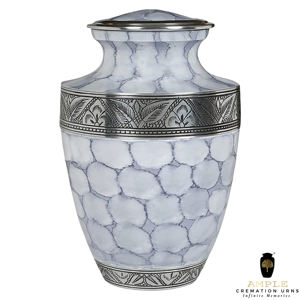 Urna Funeraria Ecológica Blanca Plateada, Duradera, para Adultos, Capacidad de 220 Pulgadas Cúbicas, Bolsa de Terciopelo, Estilo Americano/Europeo Premium - Product Image 1