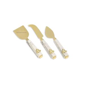 Ensemble d'épandeurs de beurre de fromage en laiton doré Poignée élégante en forme de feuille de fleur pour les hôtels, les restaurants et les ustensiles de cuisine - Product Image 5