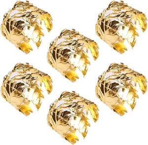 Servilletero de Metal dorado pulido brillante con acabado antiguo decorativo de diseñador hecho a mano de diseño clásico para decoración de mesa - Product Image 1